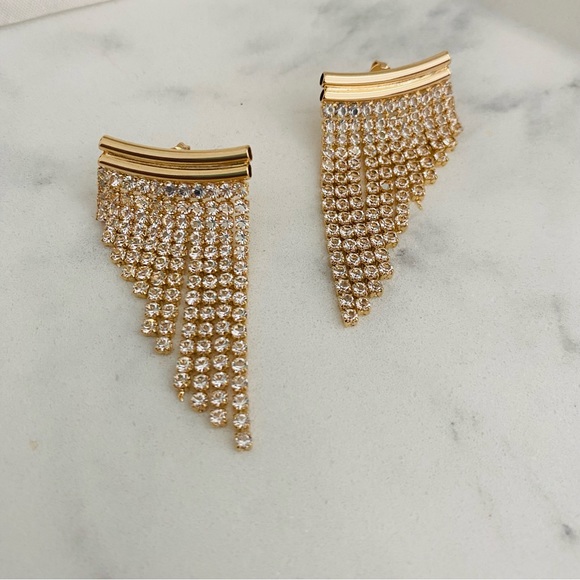 Gold Fringe Earrings. Hoop Fringe Earrings - Picture 8 of 9